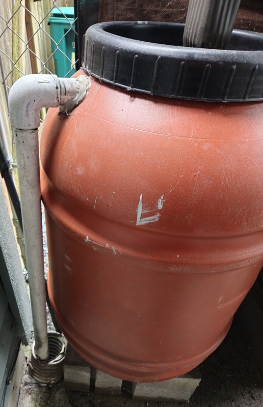 Rain Barrel pipe in